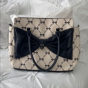 COPY - Betsy Johnson beige and black bow purse